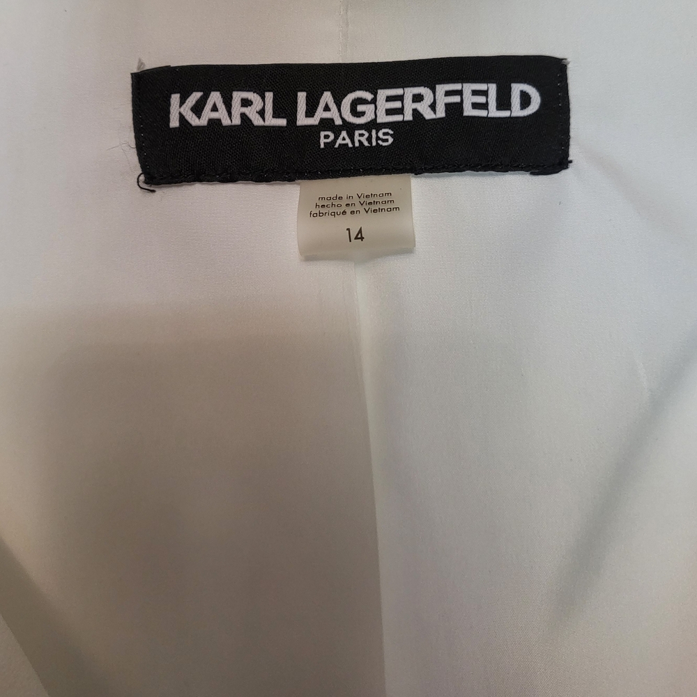 Karl Lagerfeld White Tailored Blazer with Structured Shoulders Size 14 - Picture 4 of 5